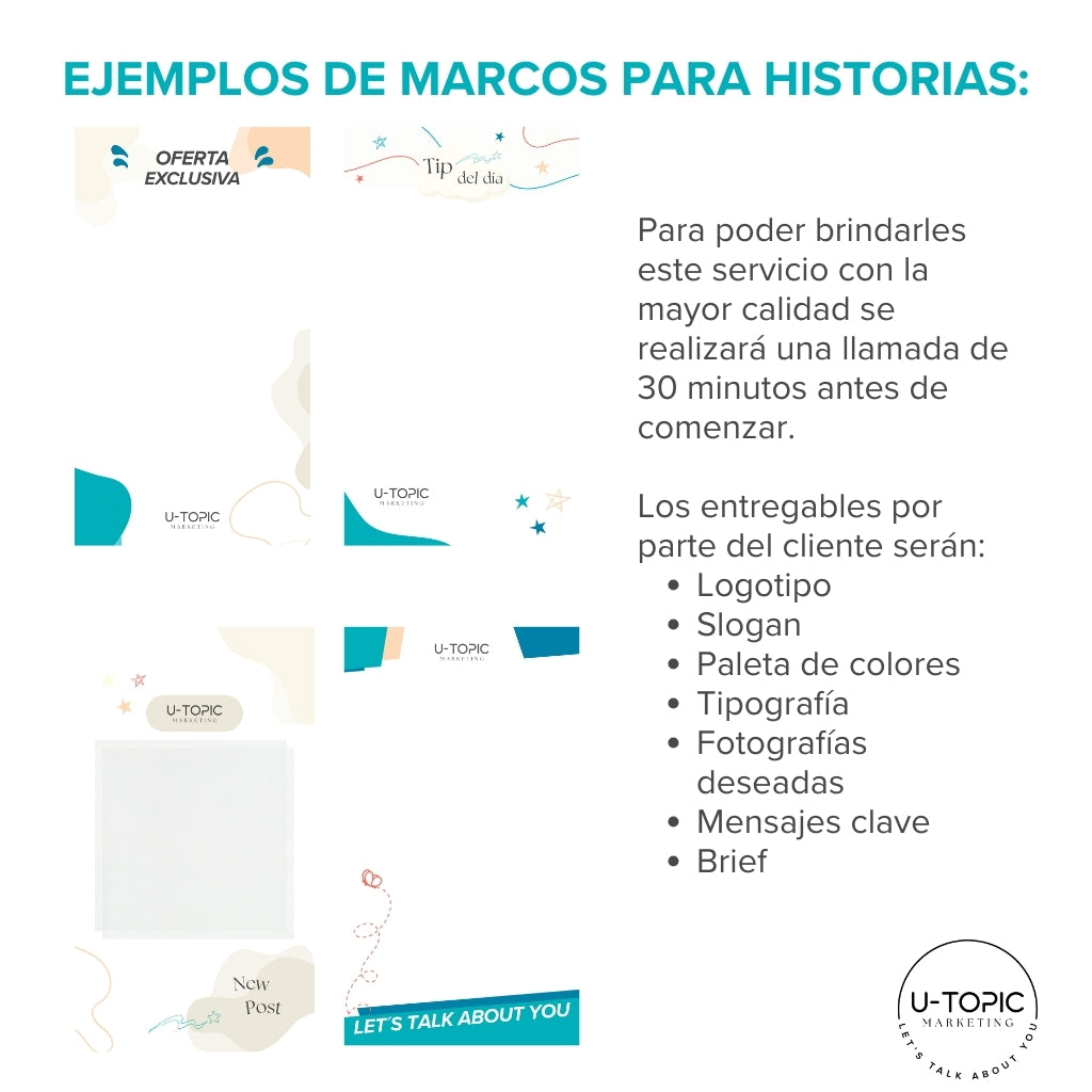 Contenido personalizado, redes sociales, branding, marca, plantillas, carruseles, flat posts, stories, historias